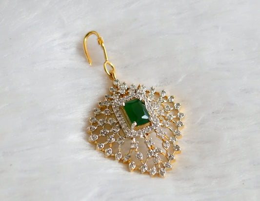 Two tone cz-emerald block stone tikka dj-49818