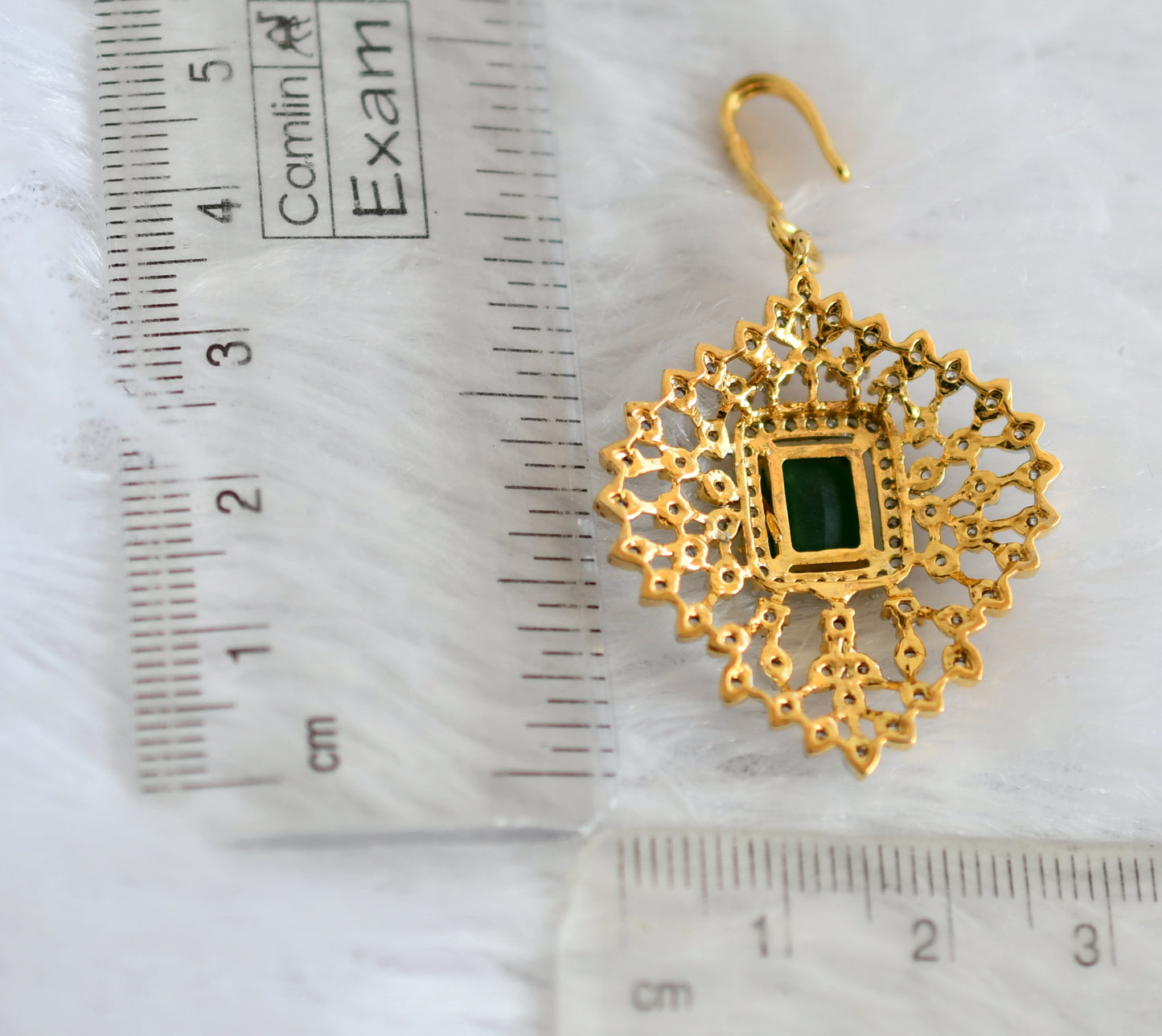 Two tone cz-emerald block stone tikka dj-49818
