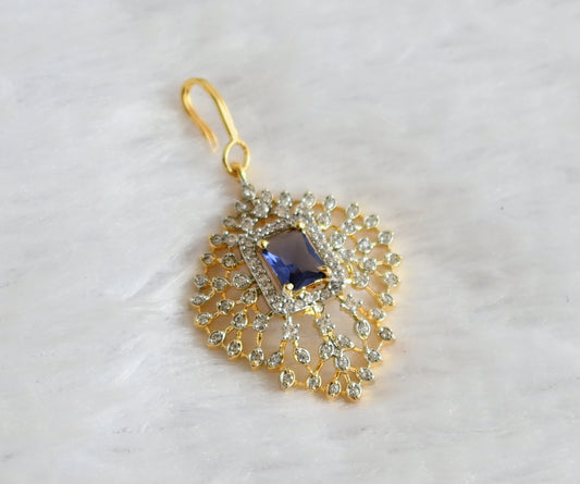 Two tone cz-blue block stone tikka dj-49815