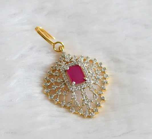 Two tone cz-ruby block stone tikka dj-49817