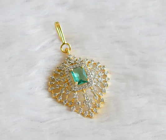 Two tone cz-sea green block stone tikka dj-49819