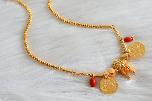 Gold tone South Indian style coral beaded mangalyam dj-43002