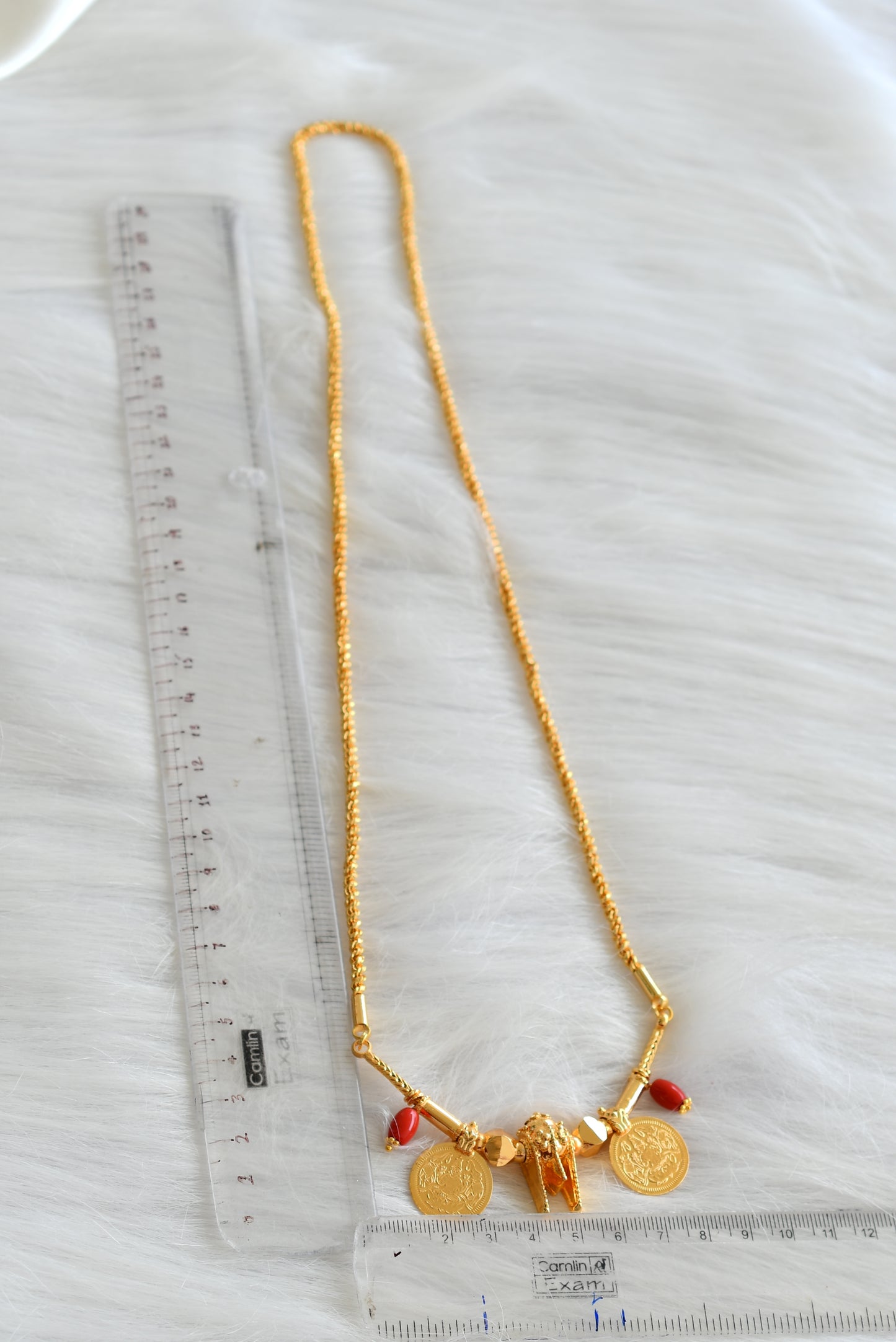 Gold tone South Indian style coral beaded mangalyam dj-43002
