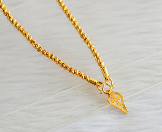 Gold tone Kerala style cross in elakka shape pendant with 24 inches chain dj-35052