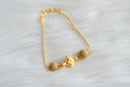 Gold tone cz ball bracelet dj-43008