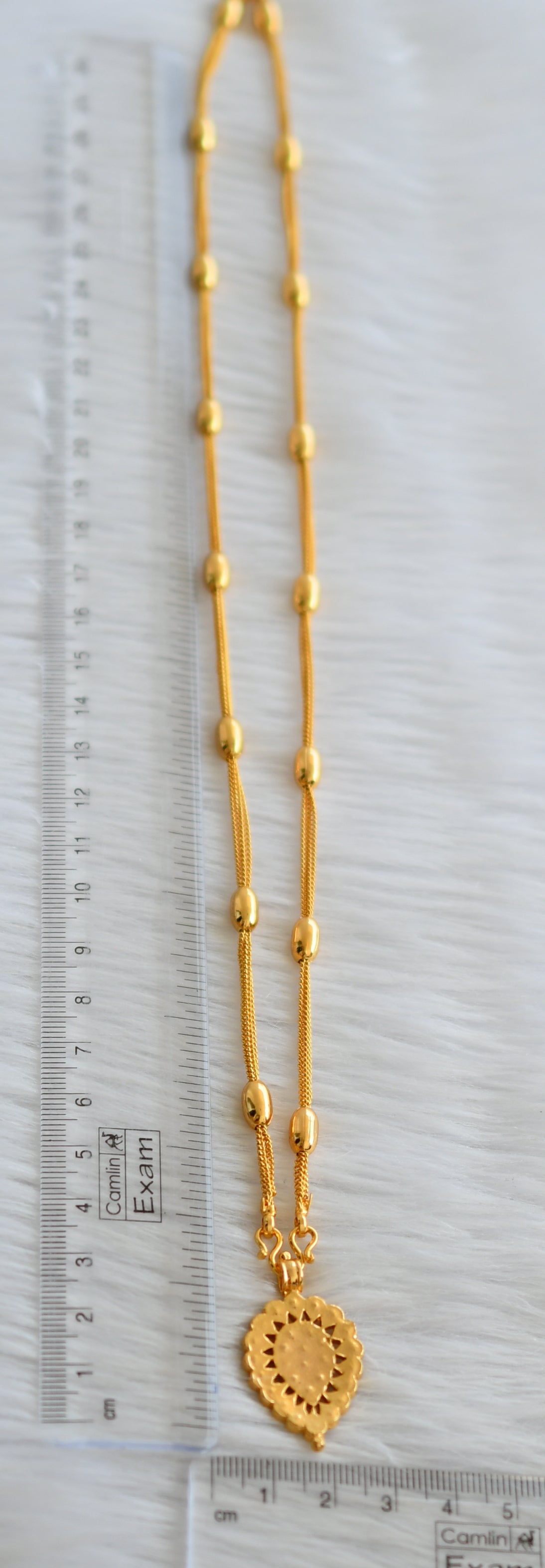 Gold tone 24 inches chain with south indian ad pink-green-white pendant dj-44504