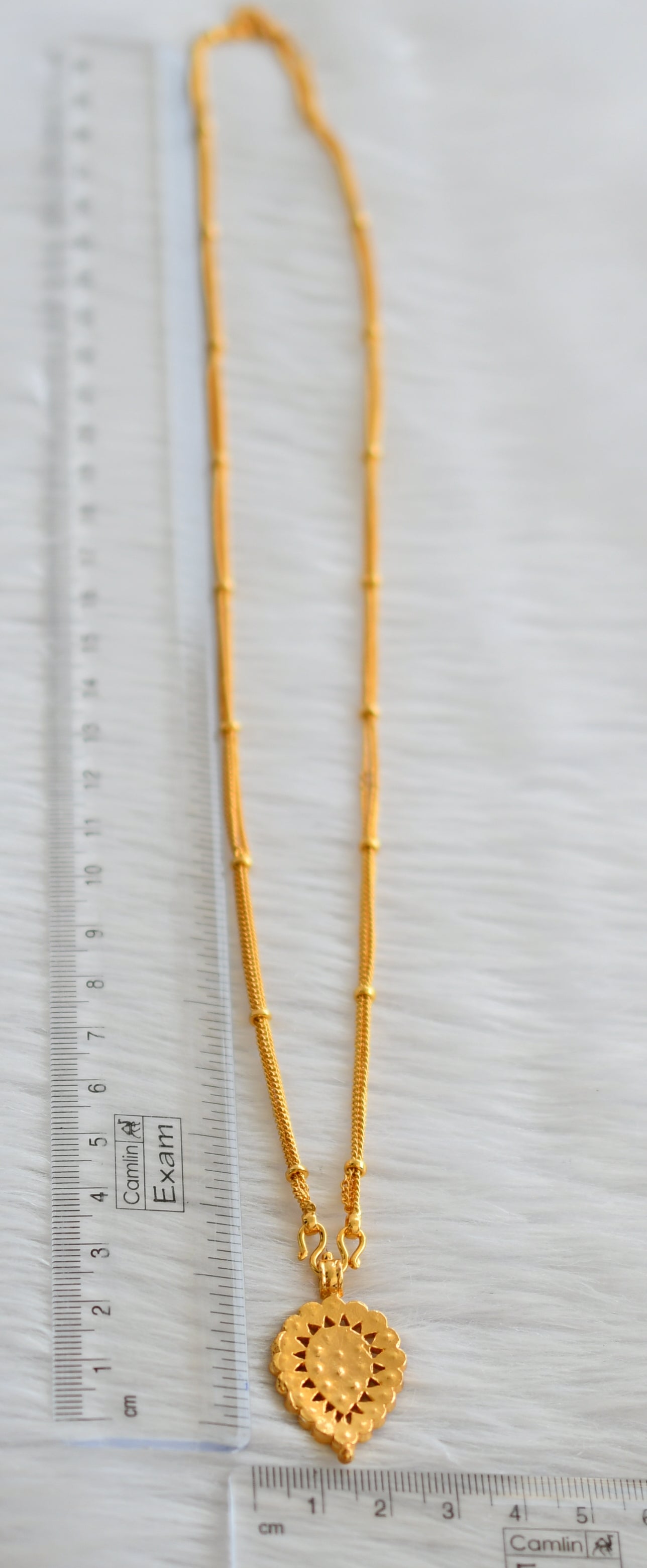 Gold tone 24 inches chain with south indian ad pink-green-white pendant dj-44505