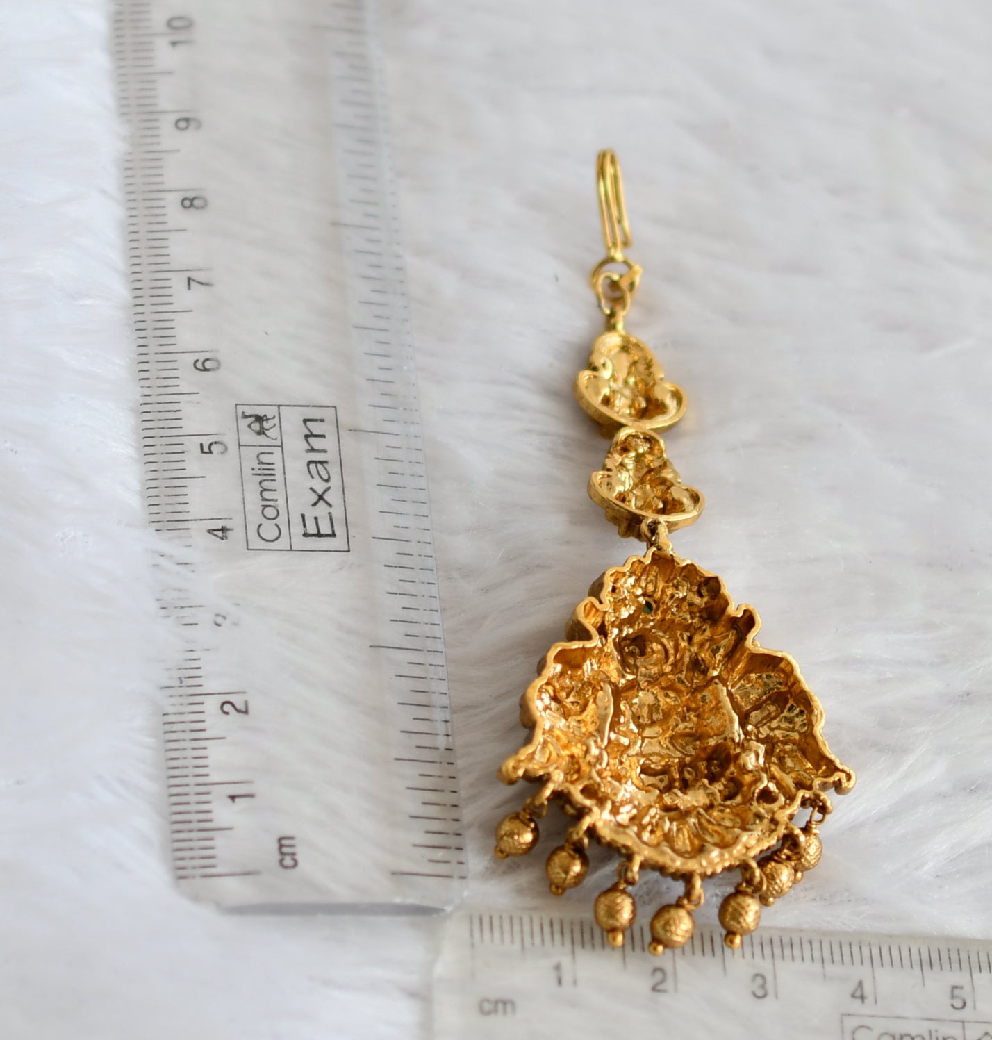 Antique gold tone lakshmi elephant peacock tikka dj-49831