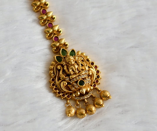 Antique gold tone kemp-green lakshmi tikka dj-49825