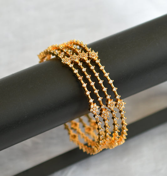 Gold Tone Cz White Set Of 4 nakshatra Bangles (2.8) dj-27657