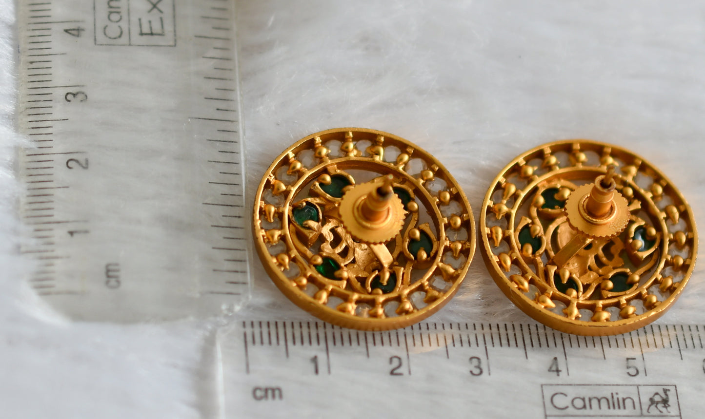 Matte finish green-white swan round big stud/earrings dj-47925