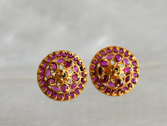 Matte finish kemp-green flower round stud/earrings dj-47920