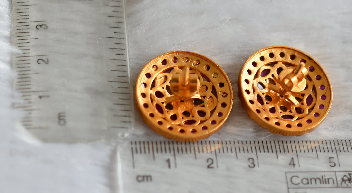 Matte finish kemp-green flower round stud/earrings dj-47920