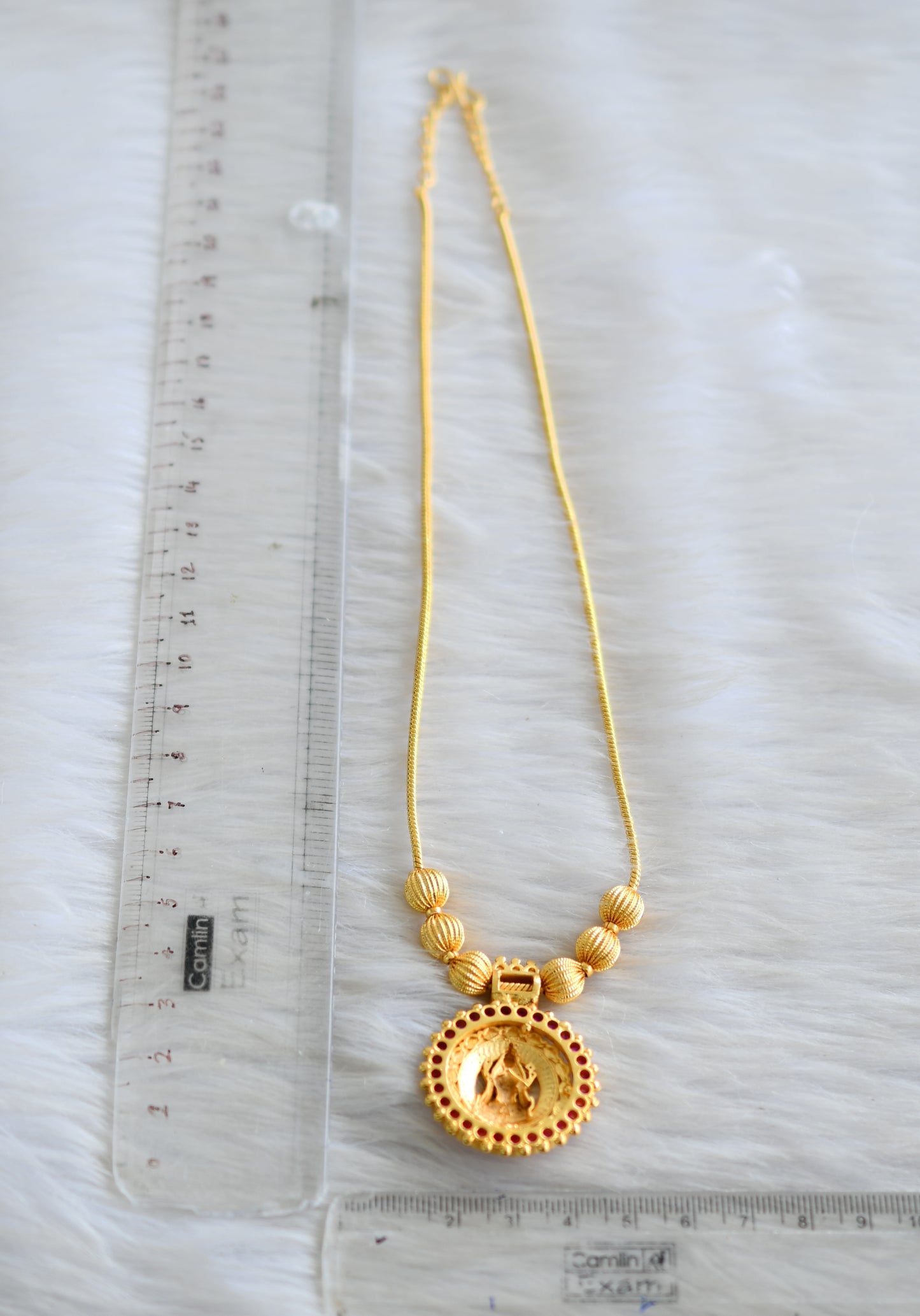 Gold tone Kerala style pink Lakshmi kodi necklace dj-43044