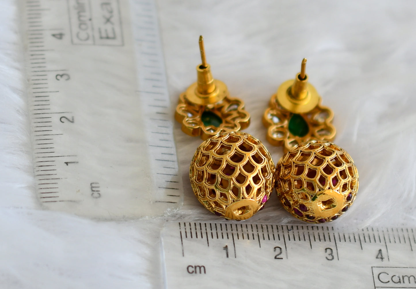 Matte finish cz kemp-green ball earrings dj-49854