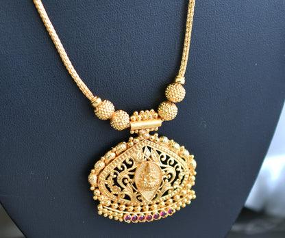 Gold tone Kerala style pink Lakshmi kodi necklace dj-43046