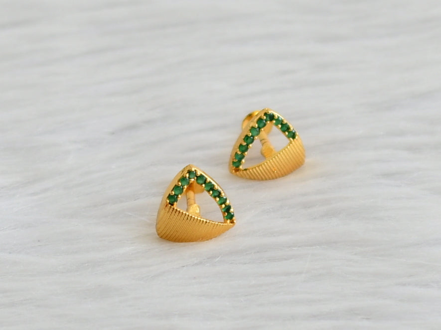 Gold tone green stone earrings/stud dj-44539
