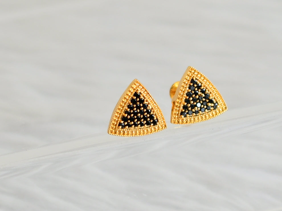 Gold tone black stone earrings/stud dj-44546
