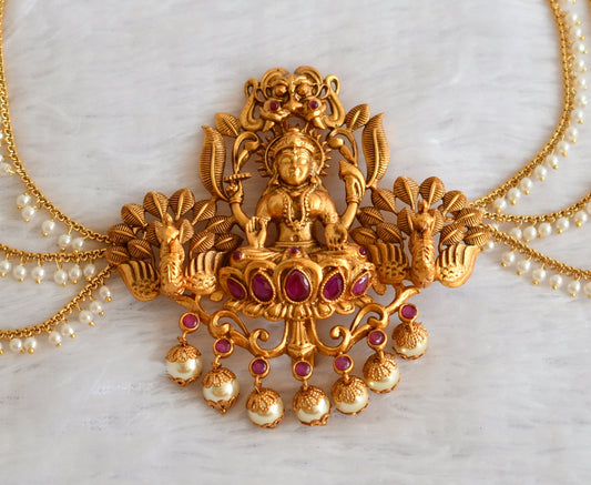 Matte finish ruby pearl lakshmi peacock hair jewel dj-49842