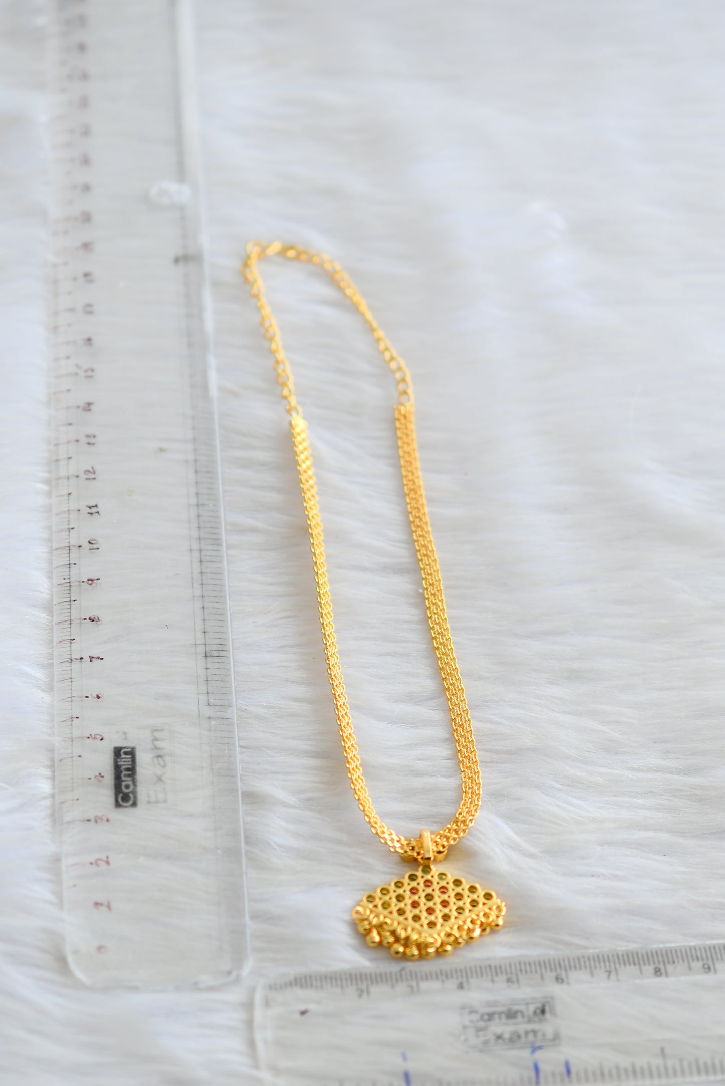 Gold tone green-pink pathakkam necklace dj-43056