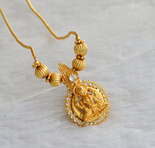 Gold tone cz white kerala style lakshmi kodi necklace dj-46348