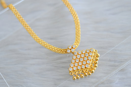 Gold tone Kerala style white pathakkam necklace dj-43061