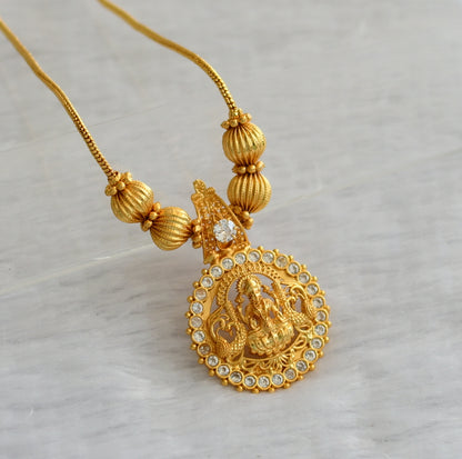 Gold tone cz white kerala style lakshmi peacock kodi necklace dj-46351