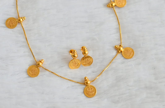 Gold tone lakshmi coin necklace set dj-49879