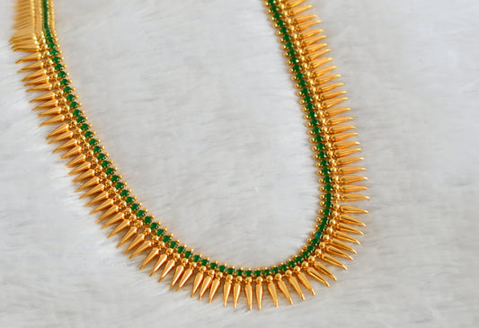 Gold tone emerald stone mulla mottu kerala style haar dj-49888