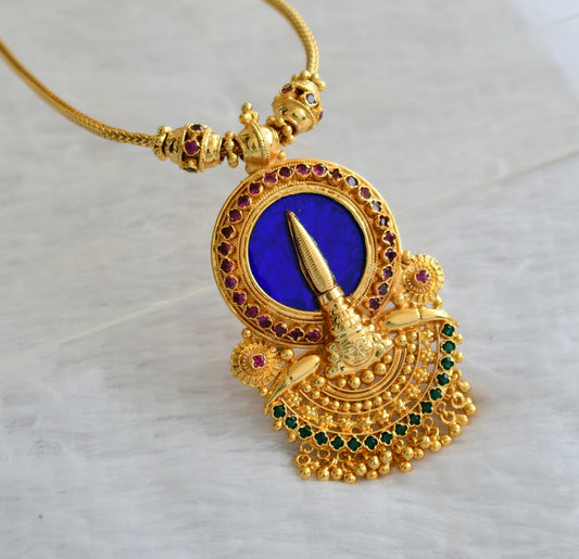 Gold tone ad pink-green kerala style kathakali kodi necklace dj-46364