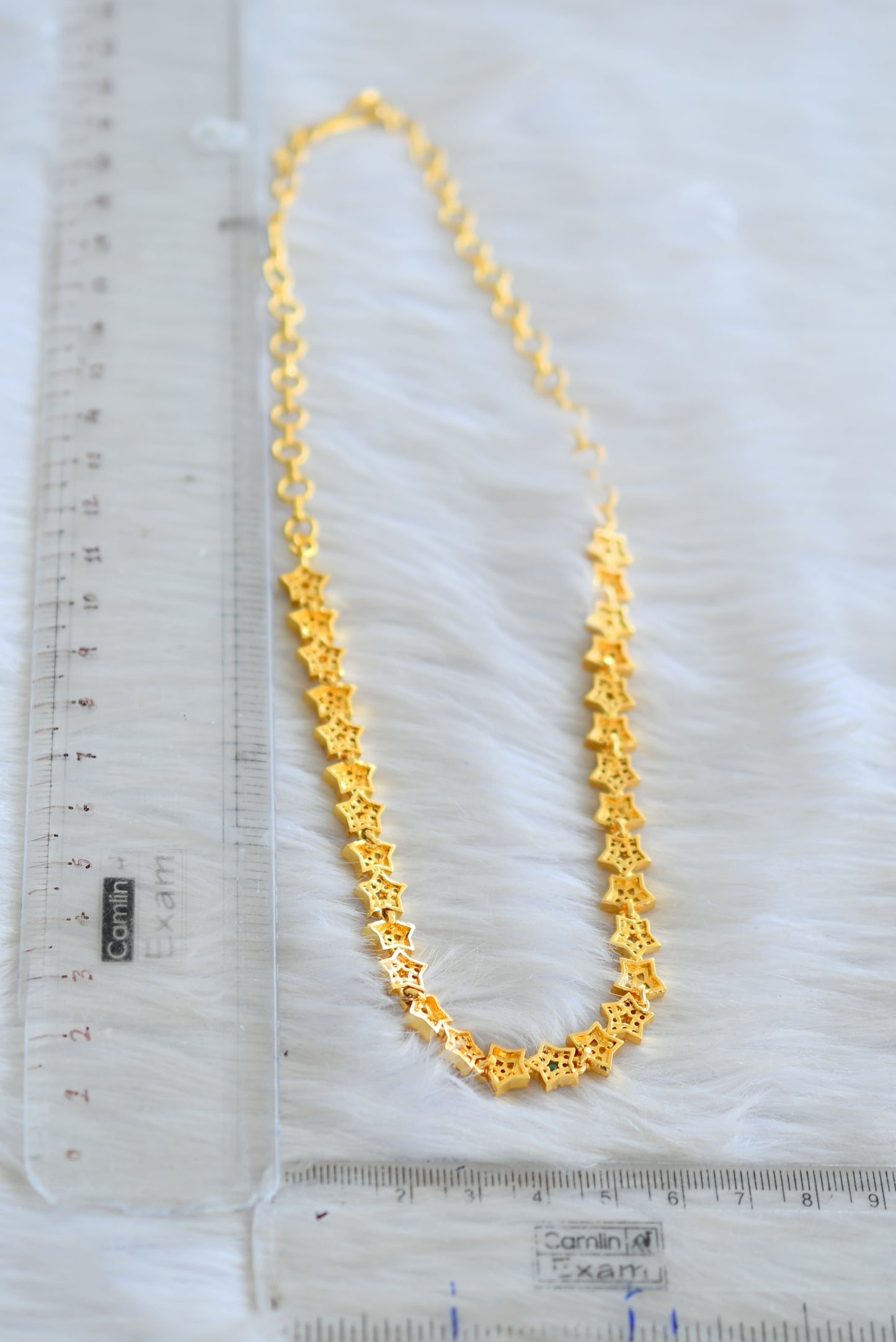 Gold tone cz ruby star necklace set dj-43081