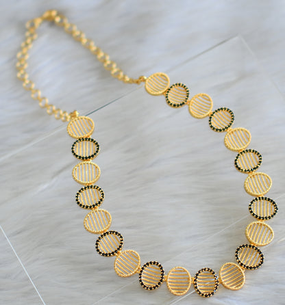 Gold tone cz black oval necklace set dj-43096