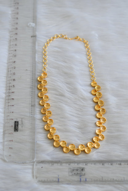 Gold tone cz blue round necklace set dj-43101