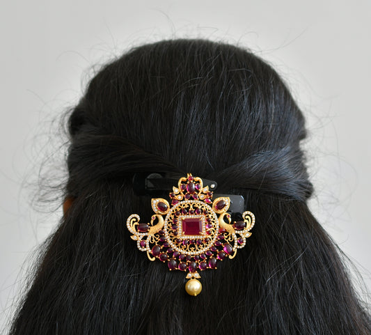 Gold Tone Real Kemp Peacock Hair Jewel/Billa-dj07885