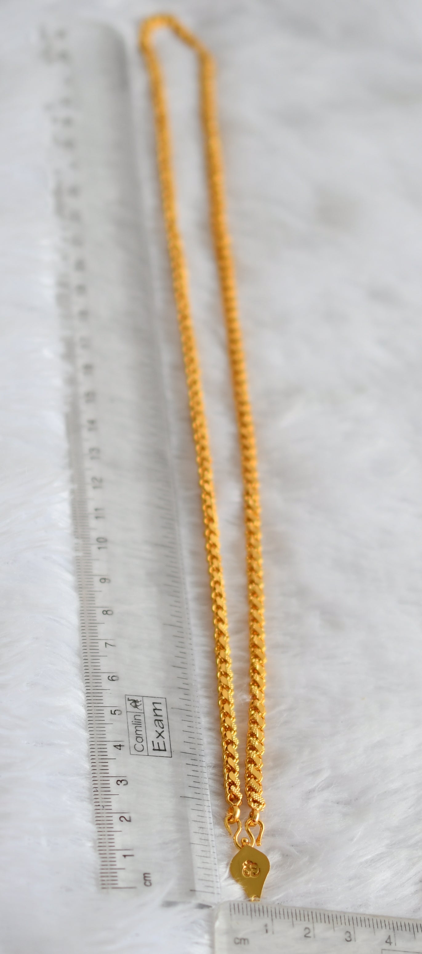 Gold tone 24 inches chain with om elakka thali pendant dj-49926