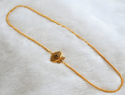Gold tone blue stone lotus rope chain mugappu chain dj-46386