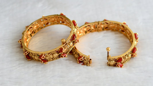 Matte finish kemp-green coral nakshi bnagles(2.8) dj-49981