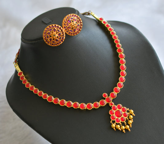 Gold tone semi precious kemp necklace set dj-46394