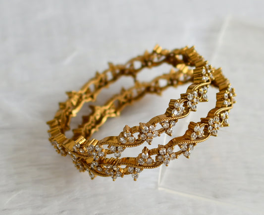 Matte finish cz white flower bangles(2.10) dj-51234