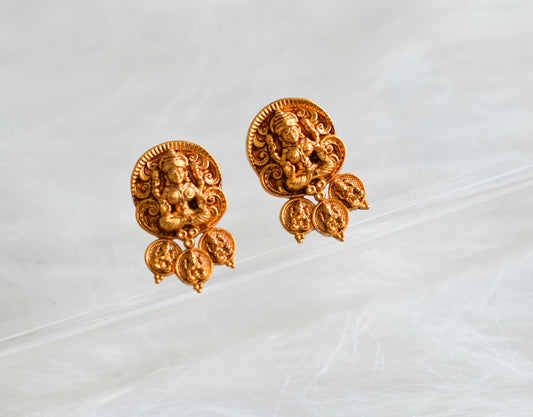 Matte gold tone Lakshmi screw back stud/earrings dj-43144