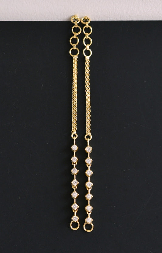 Gold tone cz white stone ear side chain dj-50010