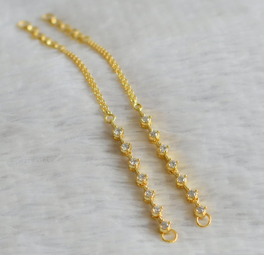 Gold tone cz white stone ear side chain dj-50010