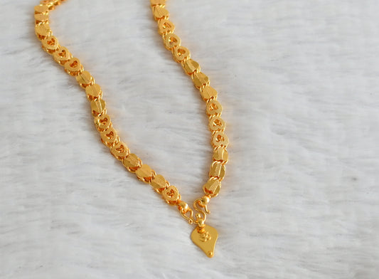 Gold tone 24 inches heart chain with om elakka thali pendant dj-49927