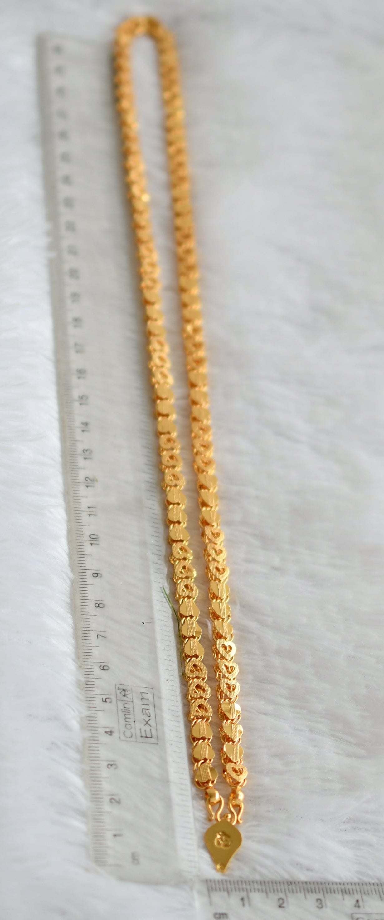 Gold tone 24 inches heart chain with om elakka thali pendant dj-49927