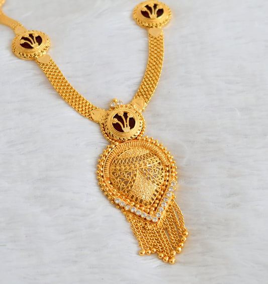 Gold tone kerala style pink-red short haar dj-50018