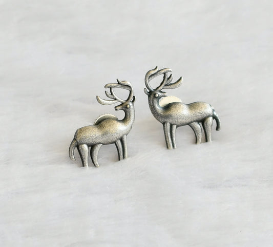 Silver tone deer earrings dj-46415