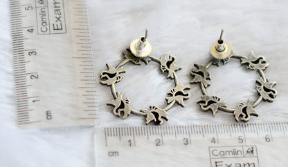 Silver tone bird ring earrings dj-46414
