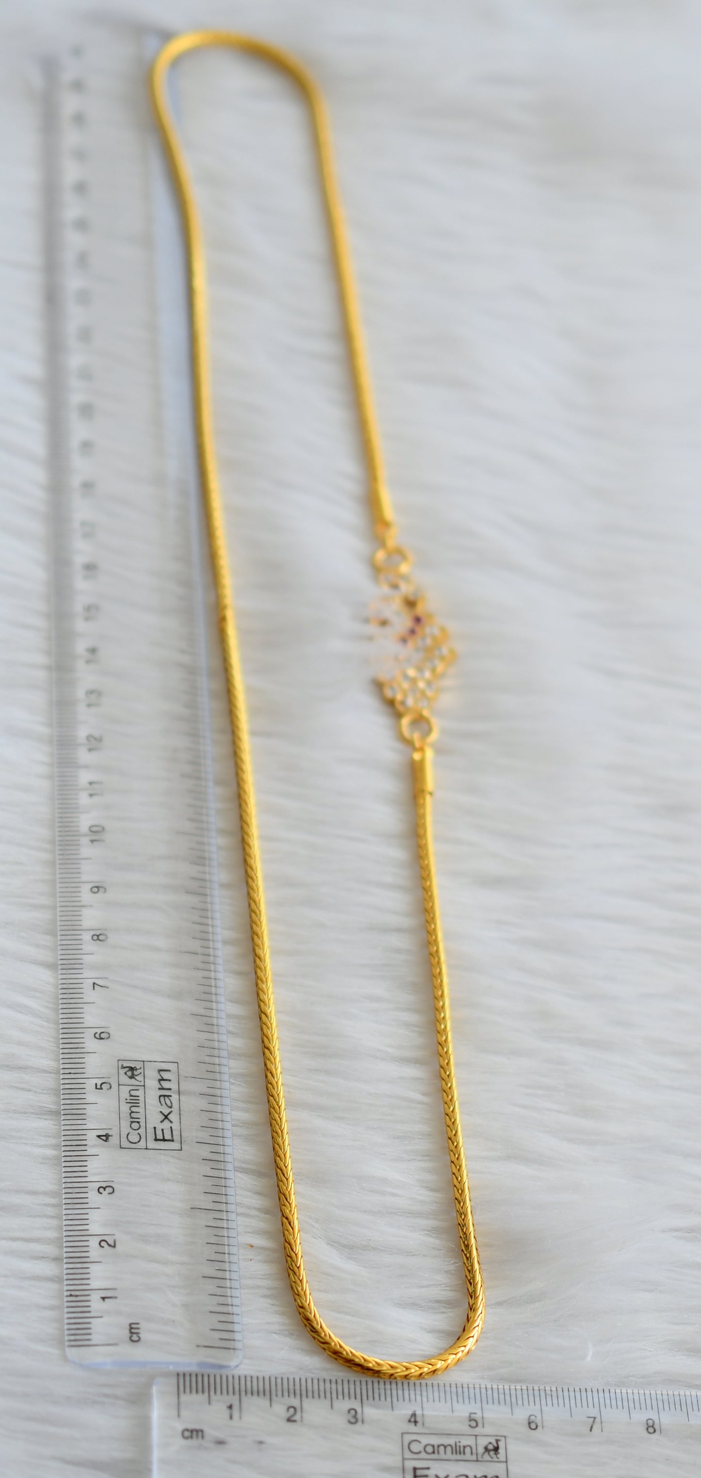 Gold tone ad pink-green-white peacock reversible mugappu chain dj-44635