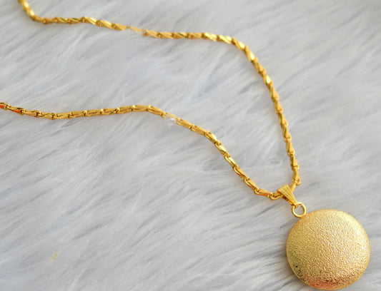 Gold tone 18 inches chain with round pendant dj-43116