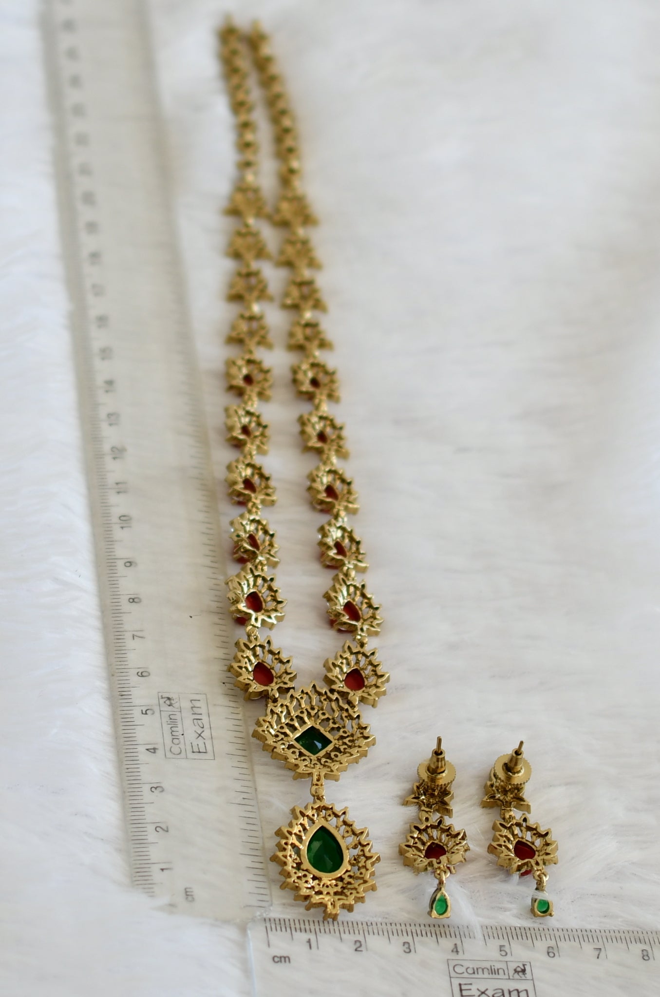 Matte finish cz coral-green stone short haar set dj-50044